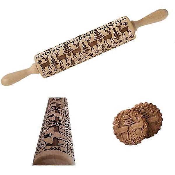 Engraved Rolling Pin, Christmas Pattern Rolling Pin, Embossed Christmas Tool