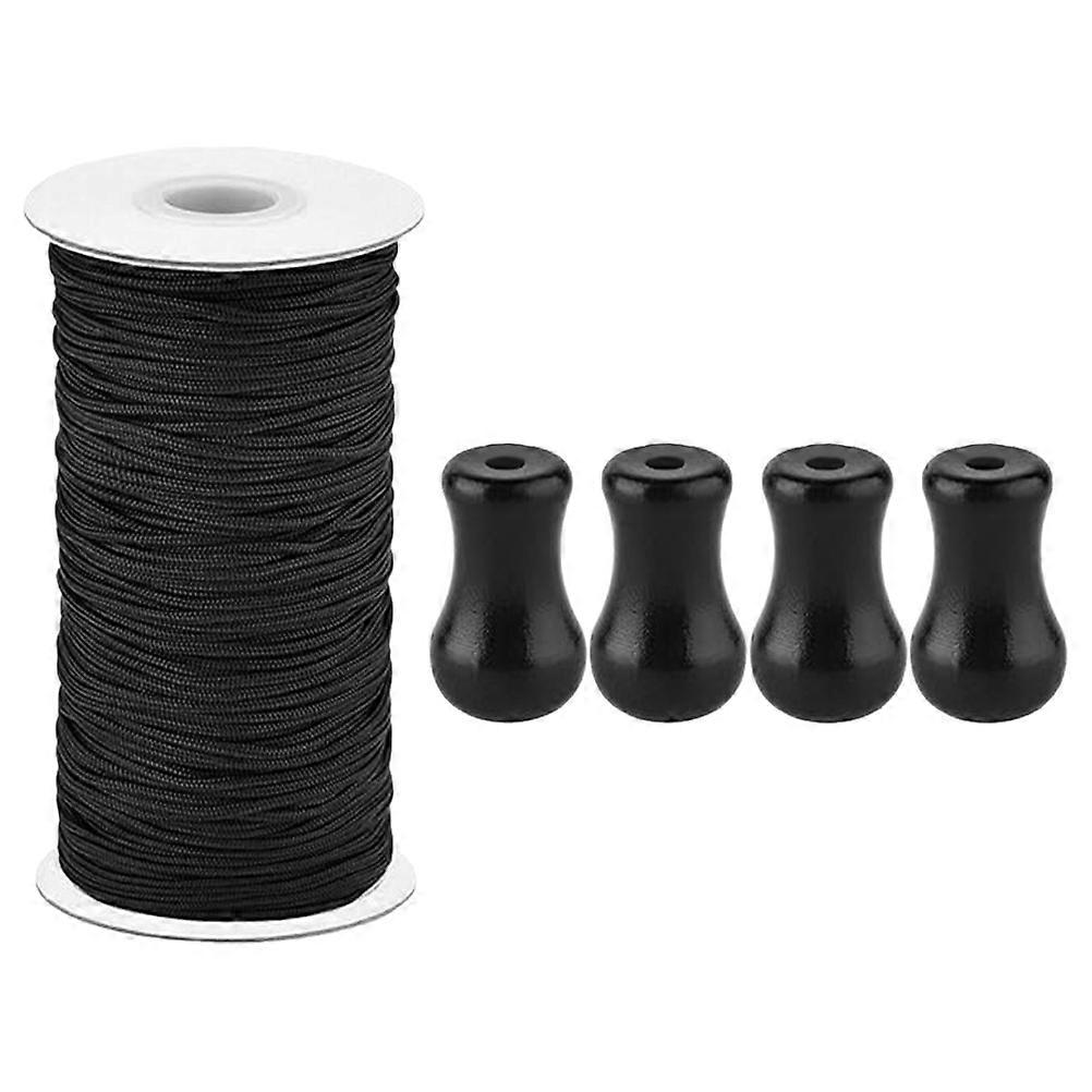 Blinds Pulling String Blind Cord Knobs for DIY Enthusiasts Black 3.20X1.90X1.90CM Round Pull Cord 1 Set