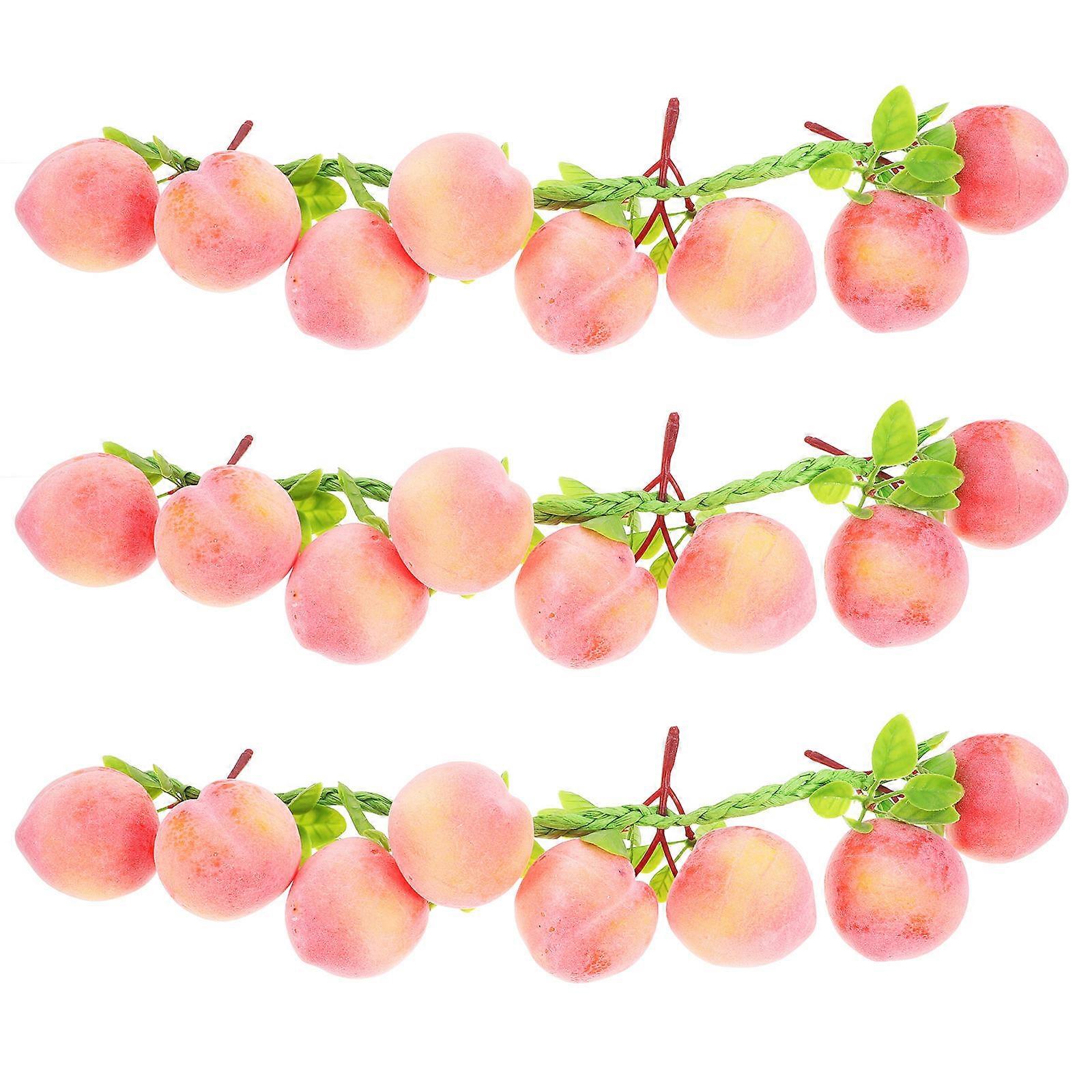 Peach ornaments with fine details and safe synthesis material for decor 3pcs
