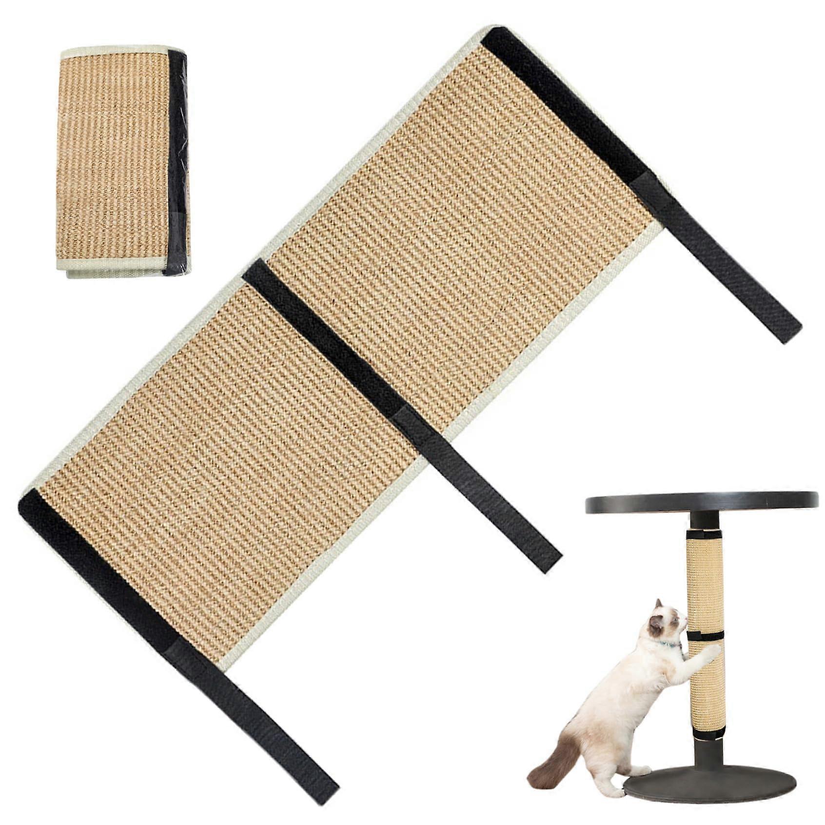 Cat Scratch Pad 10x25 Inch Sisal Scratch Mat Reusable Sisal Scratching Pad With Straps To Protect Couch Legs And Carpet