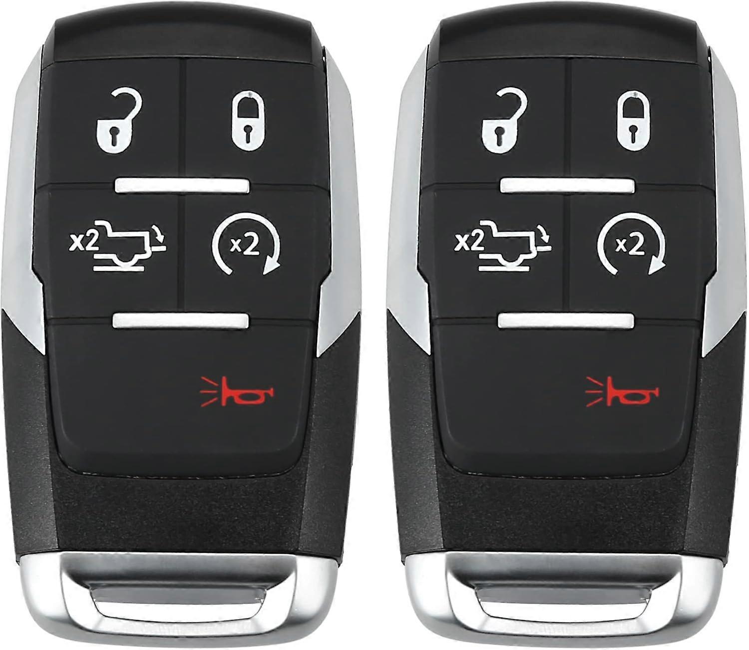 2pcs GQ4-76T 433Mhz Replacement Smart Proximity Insert Keyless Entry Remote Key Fob for Ram 2500 3500 4500 5500 2019 2020 2021 2022 5 Buttons with