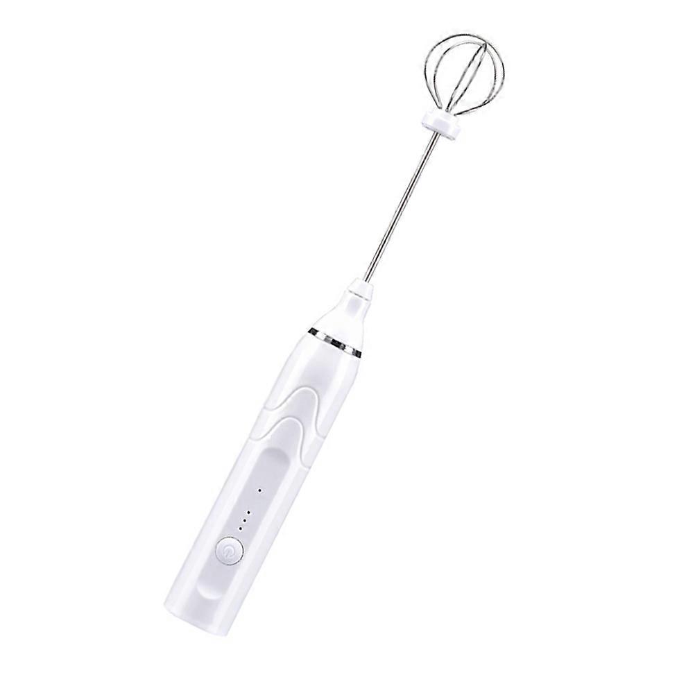 White Handheld Electric Mixer for Home Use ABS and Stainless Steel Ergonomic Grip 7.5 Inch