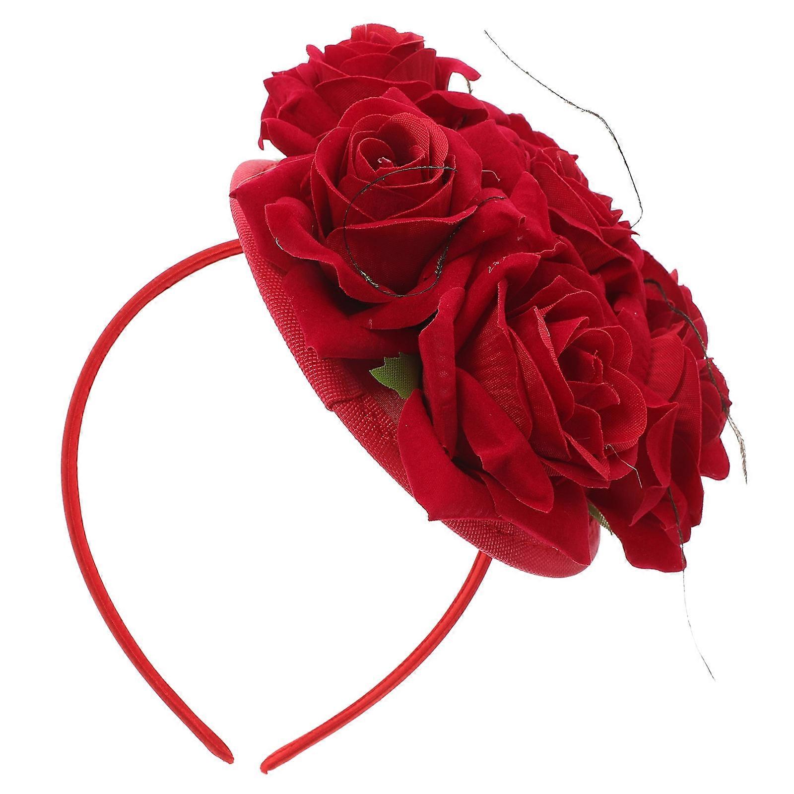 Simulation Rose Headband Red Hair Decor for Party 1Pcs