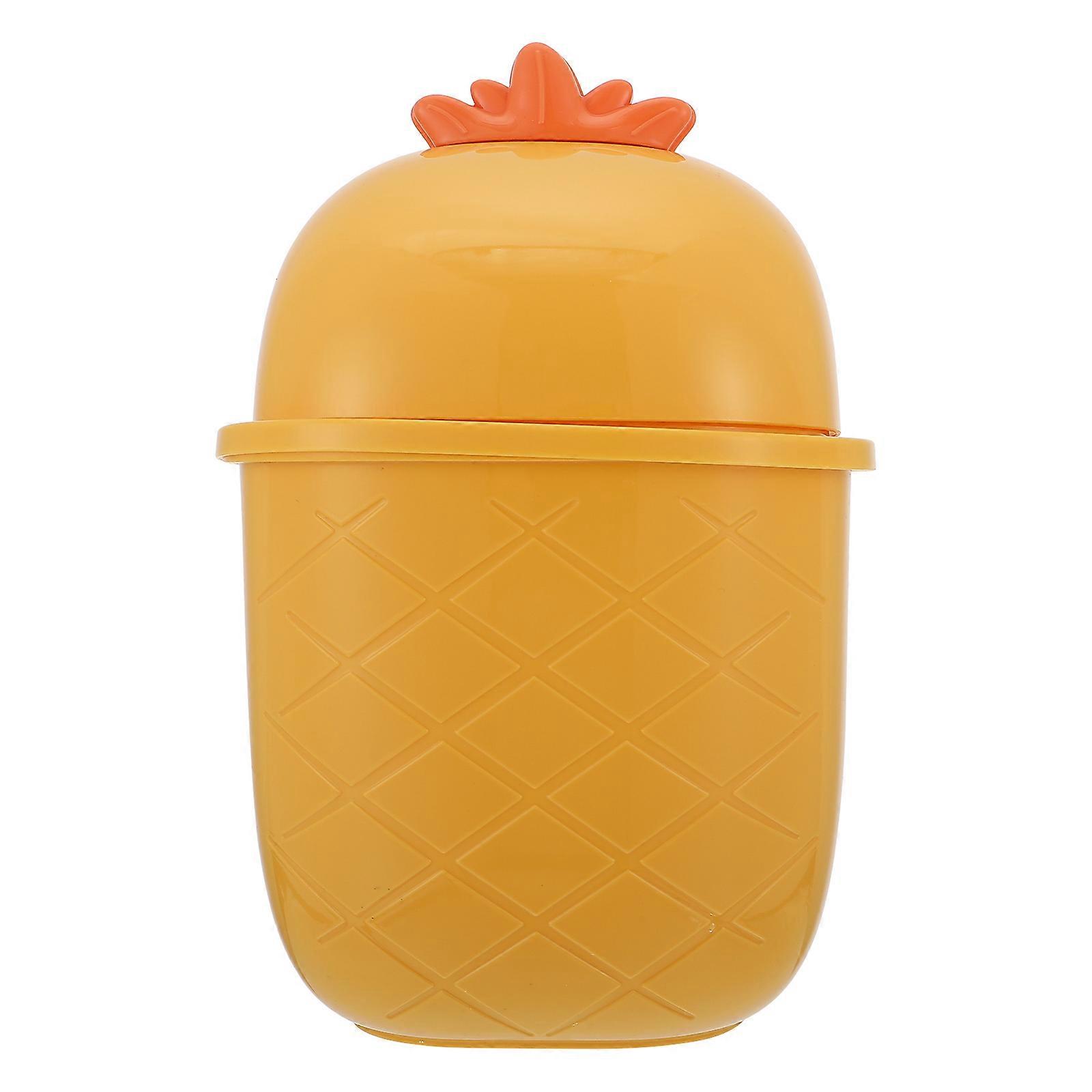Adorable Style Desktop Trash Can 1Pcs Yellow Plastic Space-Saving for Storage Kitchen Trash Can