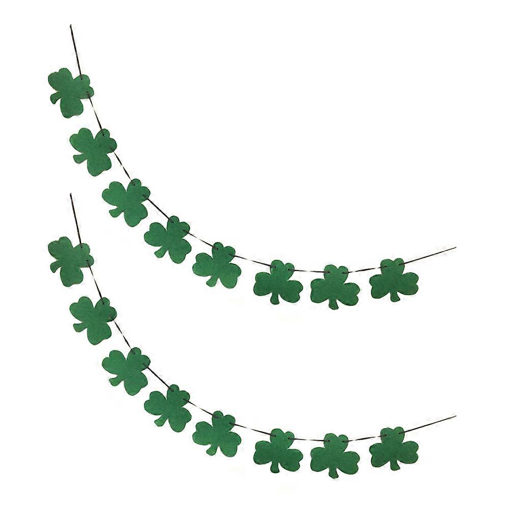 2 Pcs St. Patrick's Day Banners Party Hanging Streamer Shamrock Flag Decors