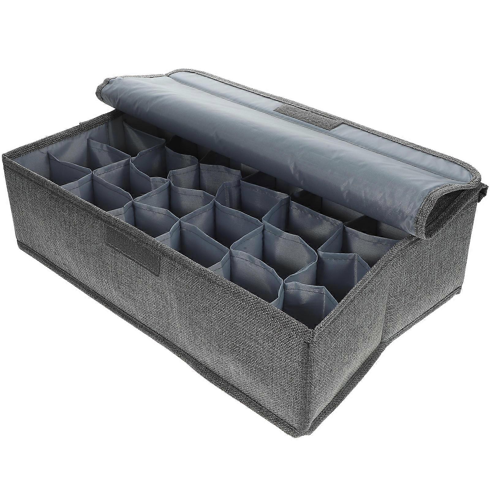 Grey Stackable Underwear Organizer with Lid for Home Use Cotton and Linen Cloth PP 7.8x4.9x3.5 Inches