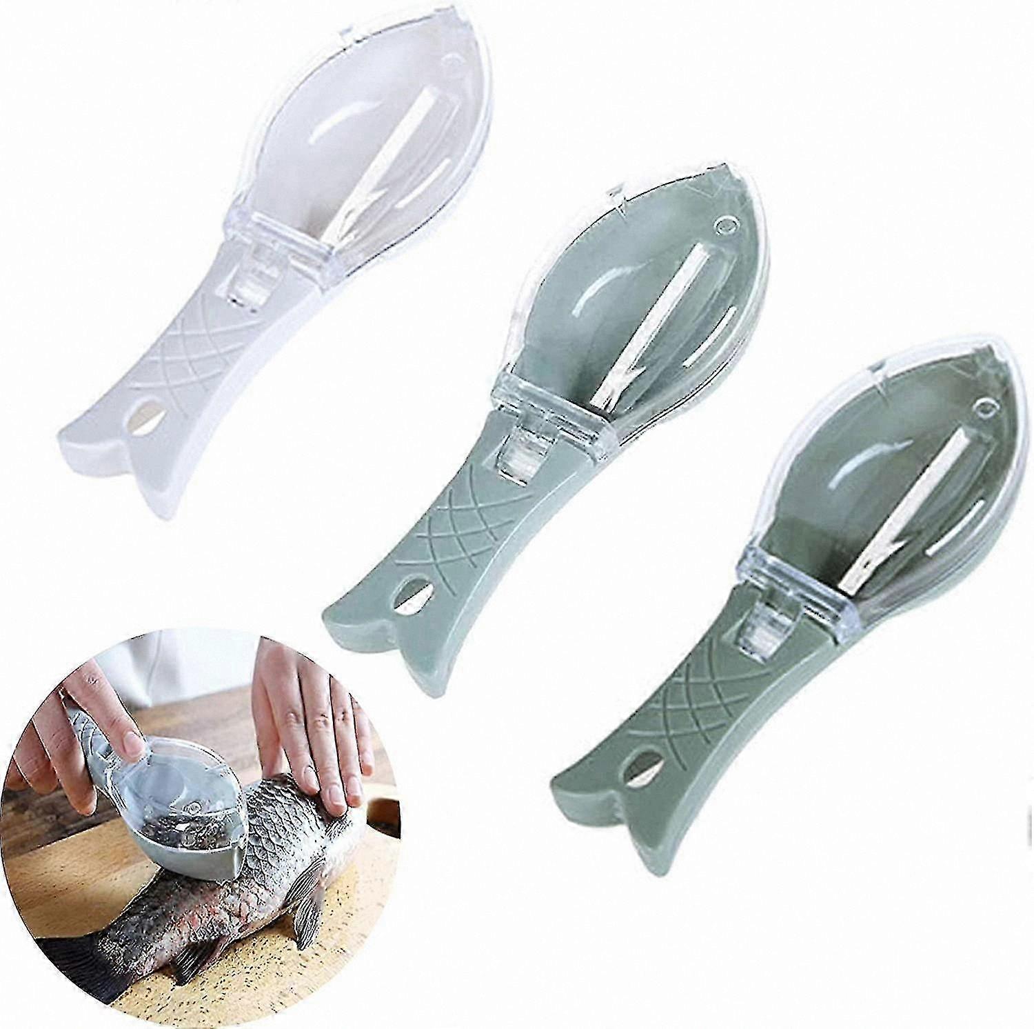 3-Piece Fish Scale Scraper Set, Plastic Decalcifier Tool for Fish Cleaning