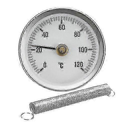 2x Pipe Thermometer Temperature Gauge Clip On Spring 0-120 63mm Hot Water Dial