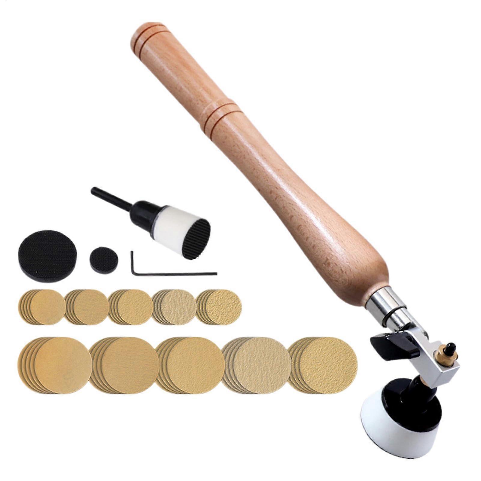 Hand sander for wood with 2 bearing heads, Small disc sander for narrow spaces, Hand polisher for woodworking