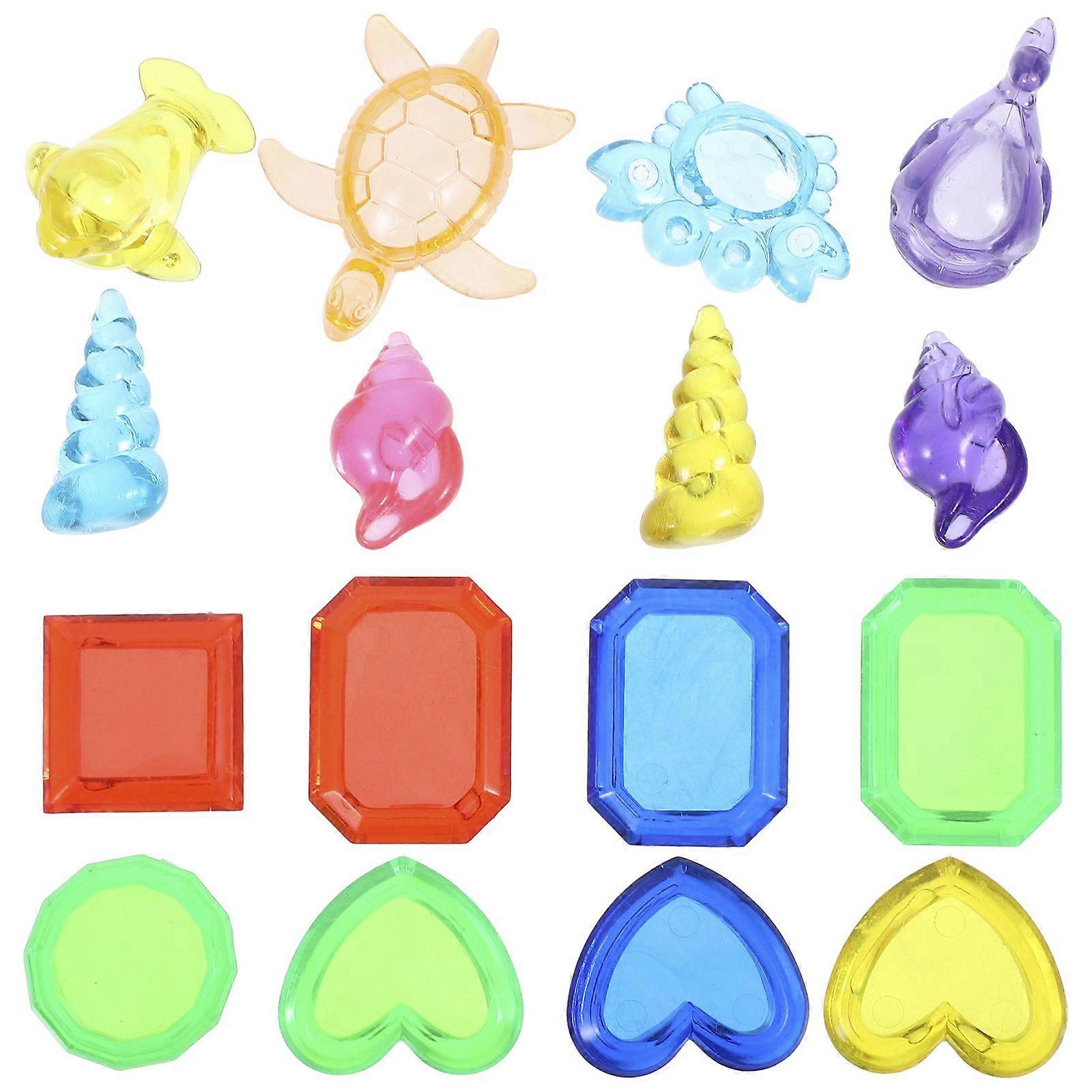 16PCS Pool Diving Gemstone Decors Smooth Simulation Gemstone Animal Diving Toys