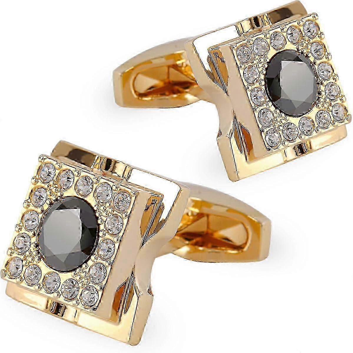 Black Crystal Cufflinks Men's Elegant Wedding