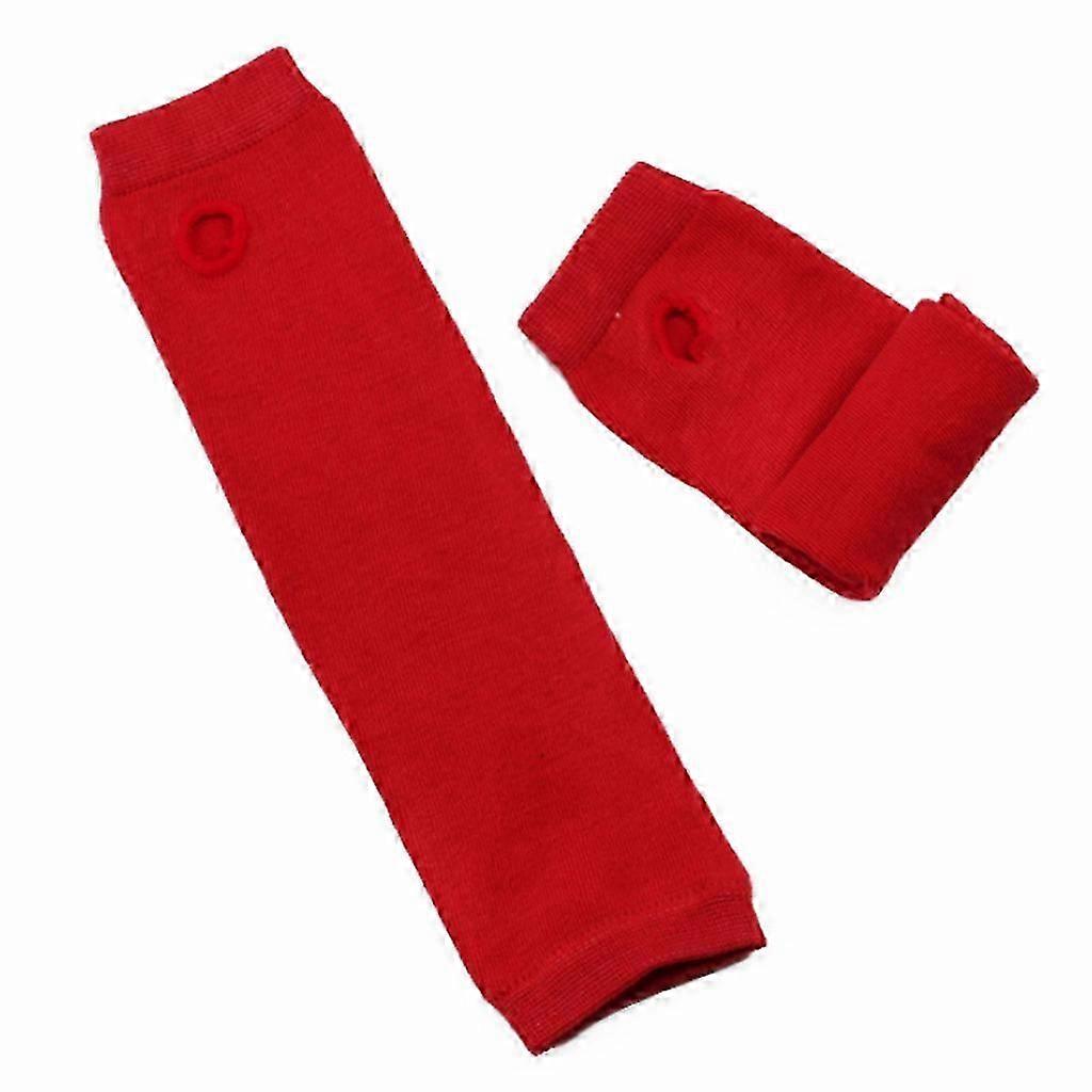 肘丈ニットアームスリーブストライプフィンガーレススリーブ伸縮性Cosグローブ