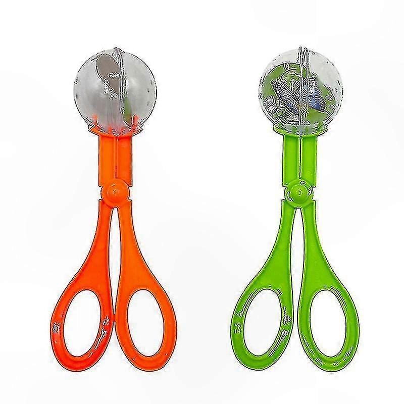2-Pack Bug Catching Scissors Clips, Educational Science Tools for Kids, Orange & Green Insect Study Accessories