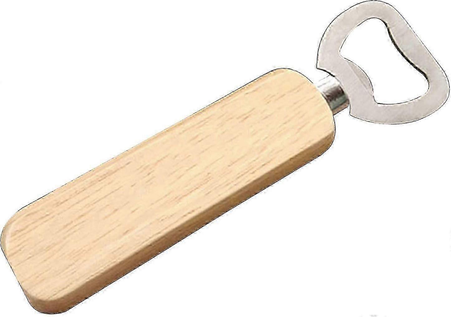 Stainless Steel Beer Opener with Wood Handle - Durable Kitchen & Bar Tool