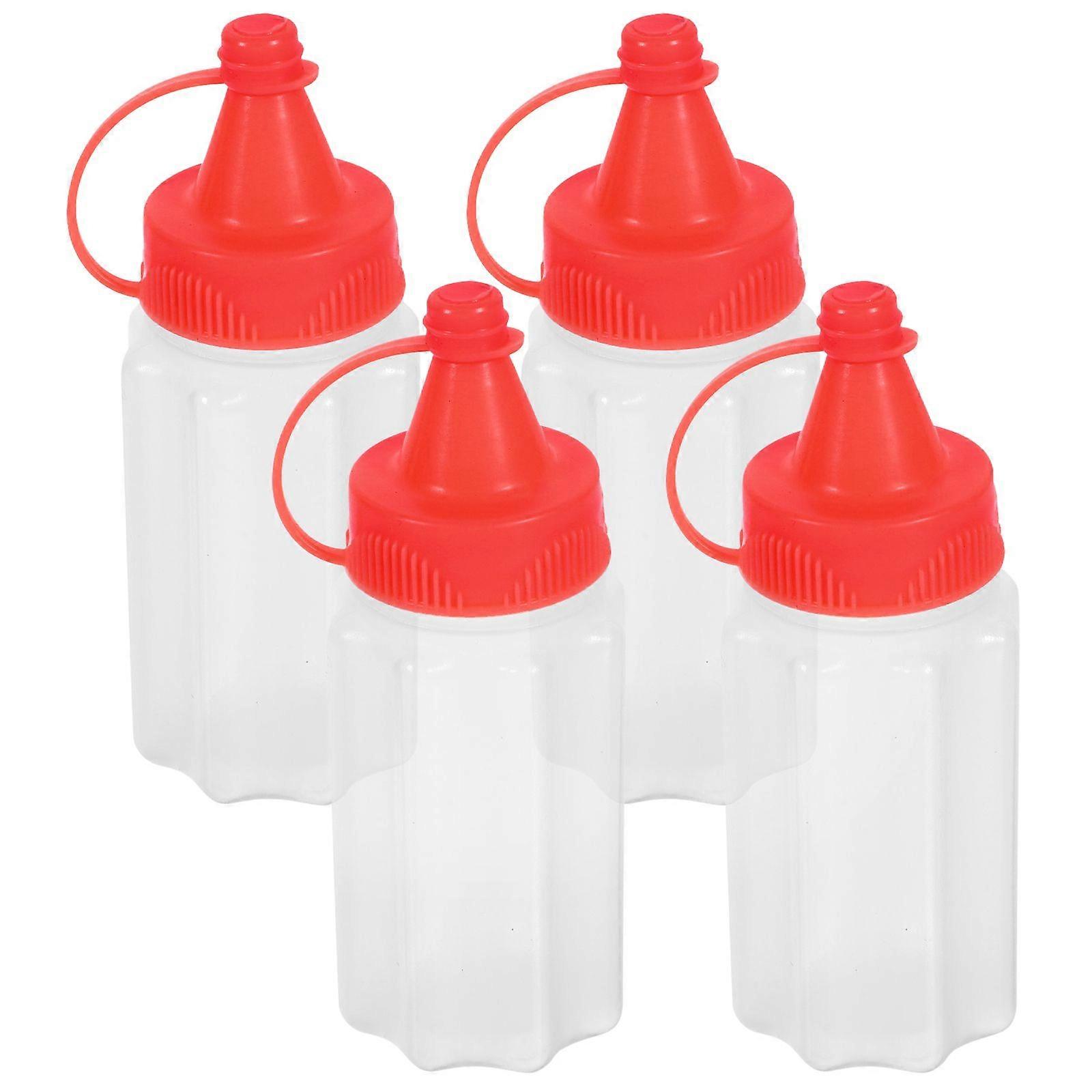 4 pcs Mini Condiment Squeeze Bottle Ketchup Bottle Small Mustard Bottle for Salad Dressing
