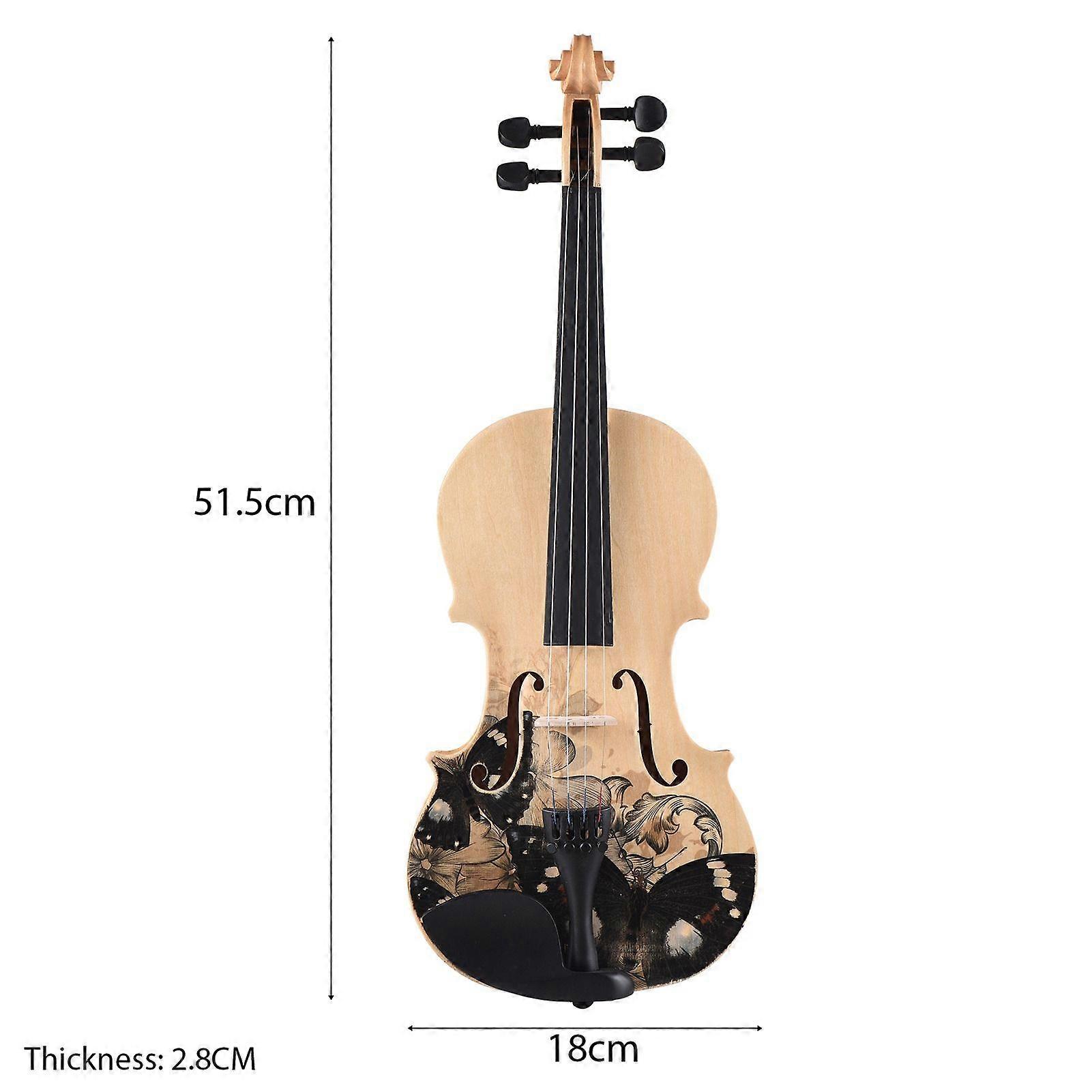 1/2 Acoustic Violin Basswood Topboard Side Back Board Maple Scroll with Carry Case Bow Rosin for Kids Students Beginners