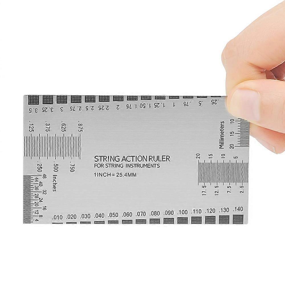 Stainless Steel Guitar String Action Ruler 89x51mm Durable Gauge Tool