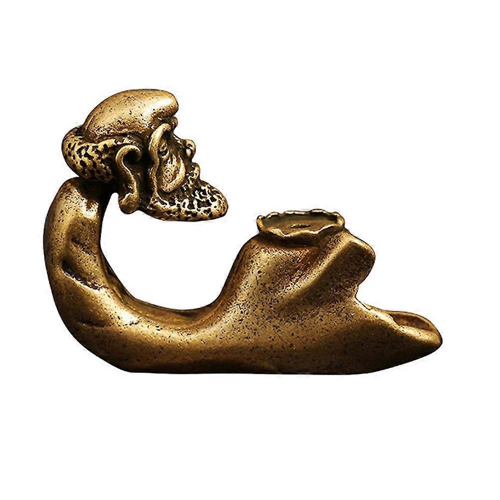Brass Decor Incense Burner Retro Bodhidharma Statue Mantelpiece Ornament Coffee 1Pc