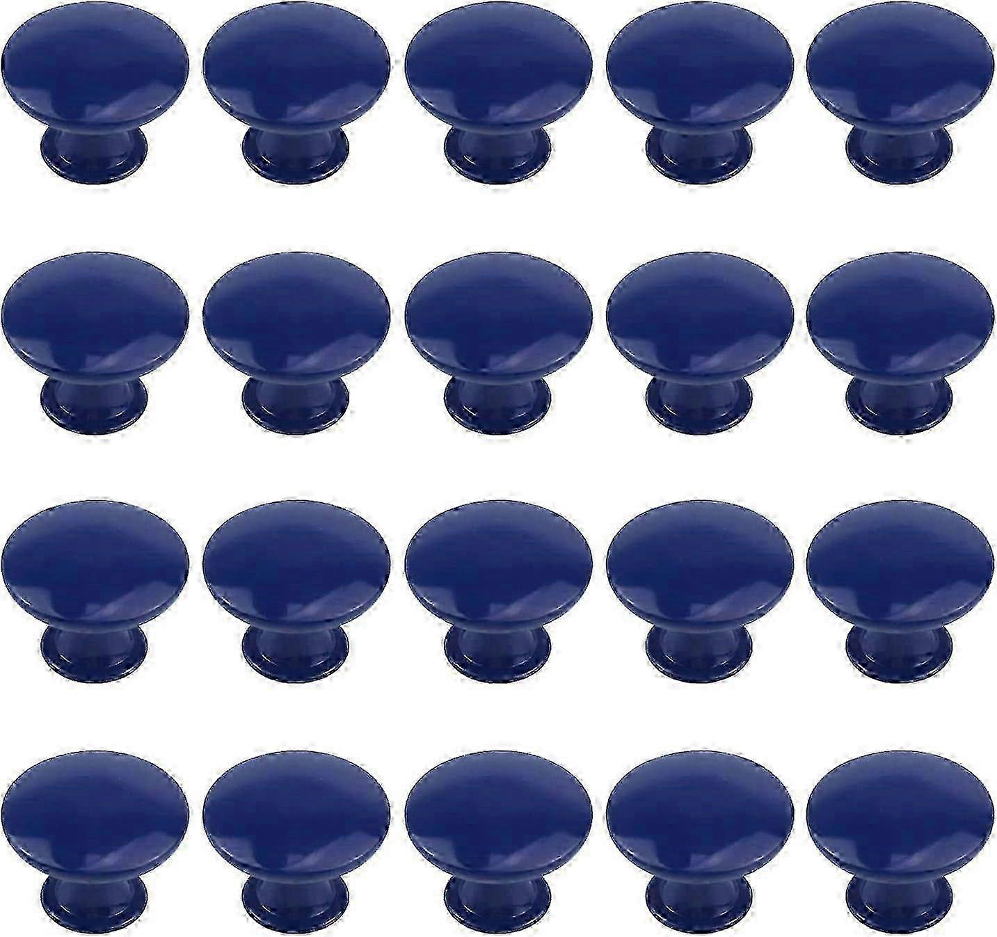 2025 New 20-Pack 30mm Navy Blue Round Cabinet Knobs for Kitchen Dresser Drawer Hardware Pulls