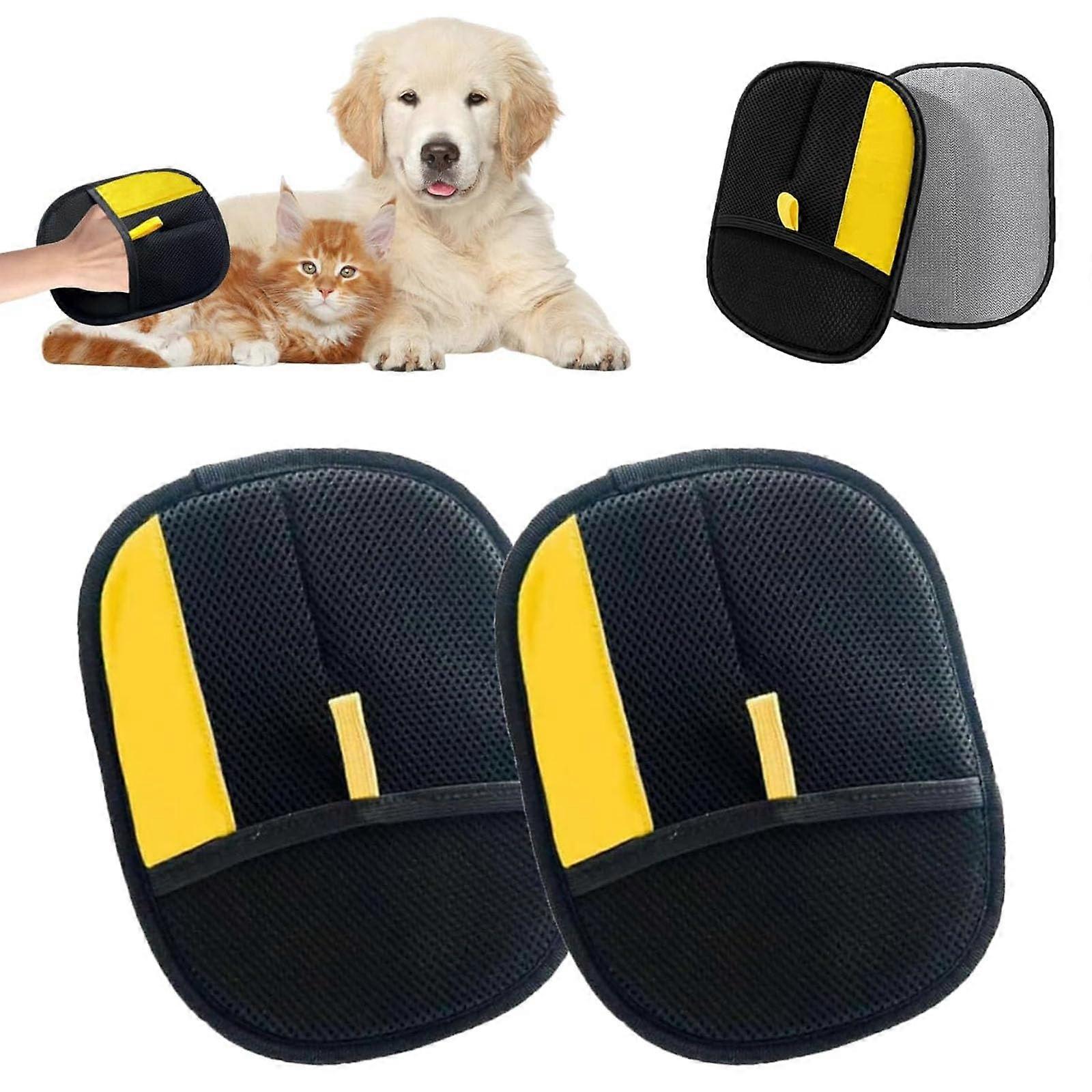 Pet Hair Removal Glove Set, Reusable Double-Sided Grooming Gloves for Cats and Dogs, Electrostatic Material, 2 Pack