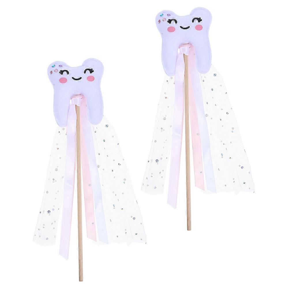 Tooth Fairy Wands 2pcs Colorful Tooth Shaped Costume Props for Dress Up, Parties, Performances, and Festivals