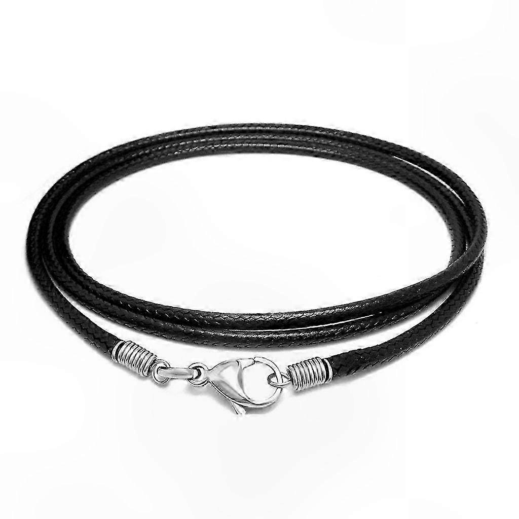 2mm Black Leathers Cord with Lobster Clasp for Necklace Pendant Bracelet String