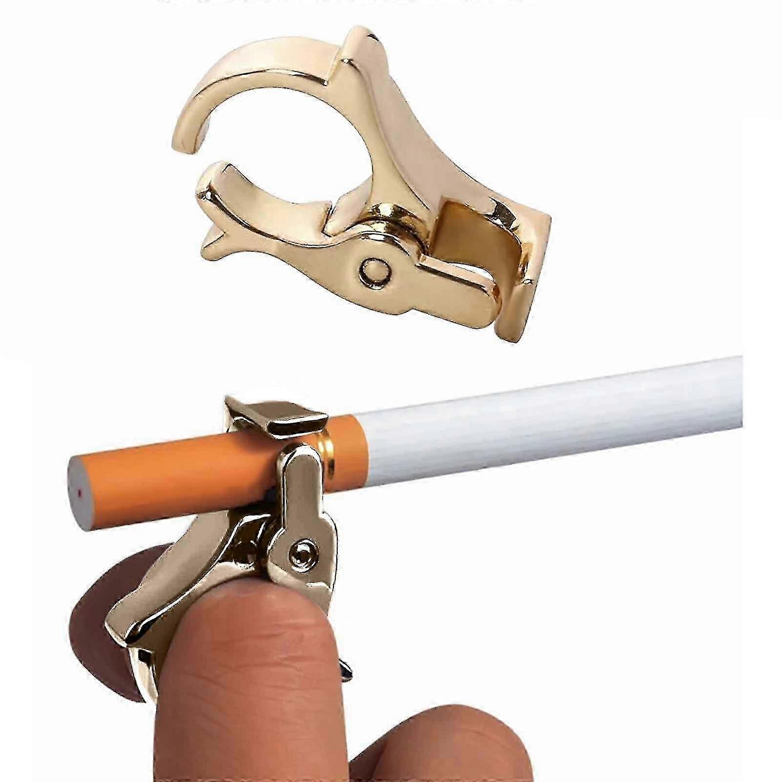 Black Smoking Clip Cigarette Holder Ring - Adjustable & Reusable
