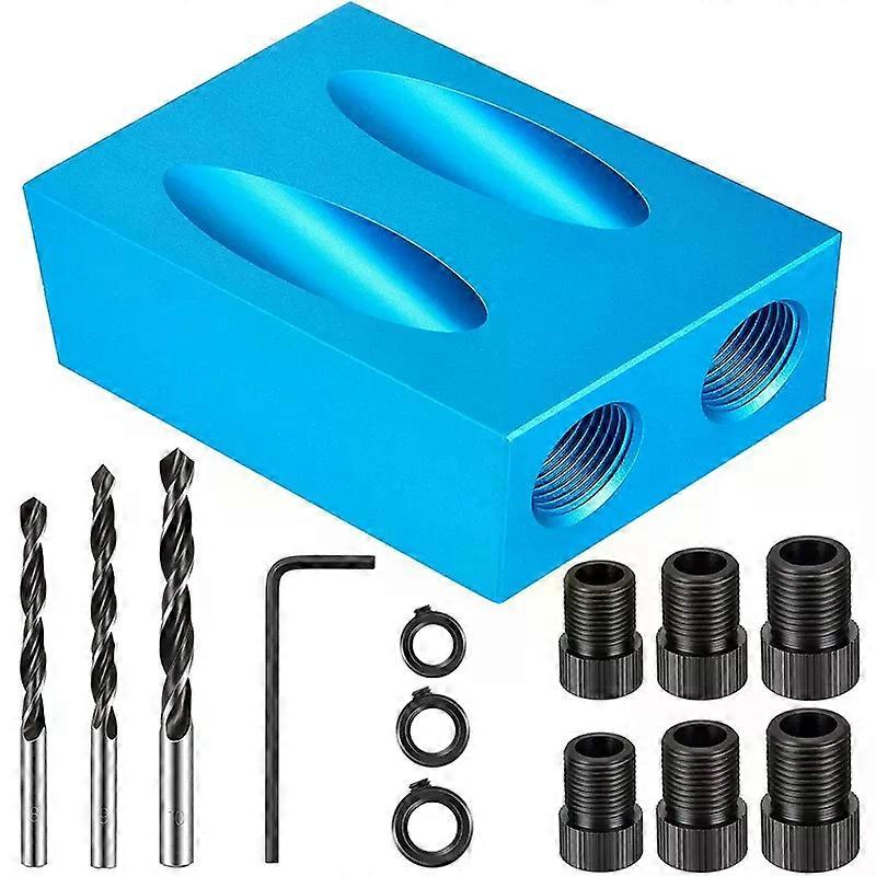 Pocket Hole Jig Kit 15 Degree Angle Drill Guide Set Woodworking Oblique Hole Locator Drill Bits Hole DIY Carpentry Tools