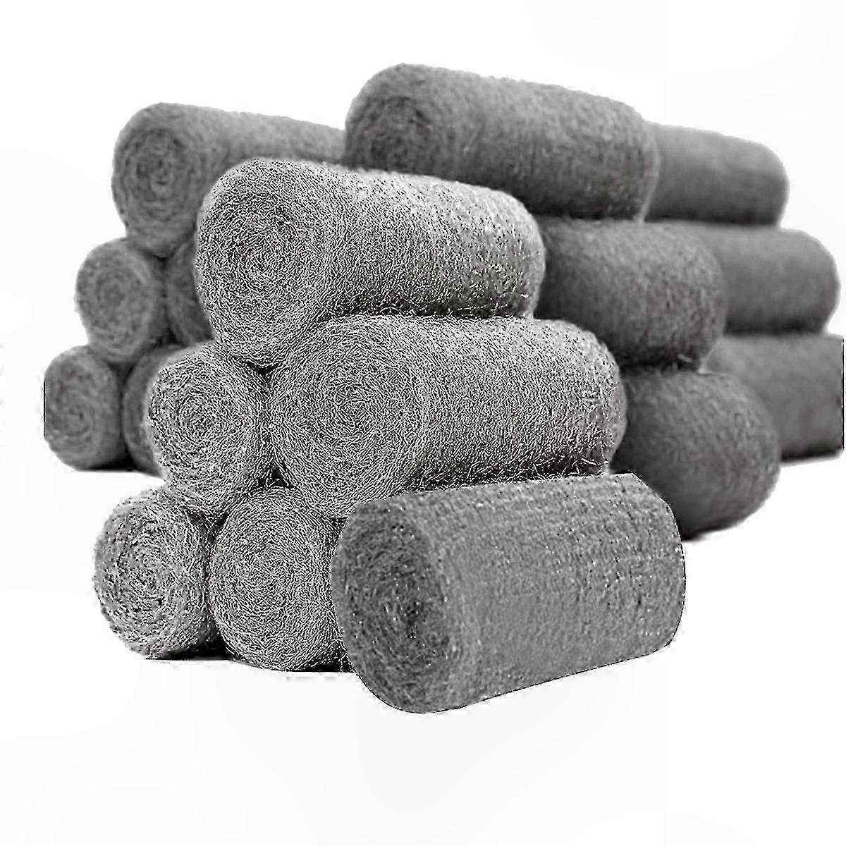 24-Pack Fine Wire Wool for Rodent Control, Cleaning, and Sealing Small Gaps, Durable Steel Wool Rolls for Pest Prevention