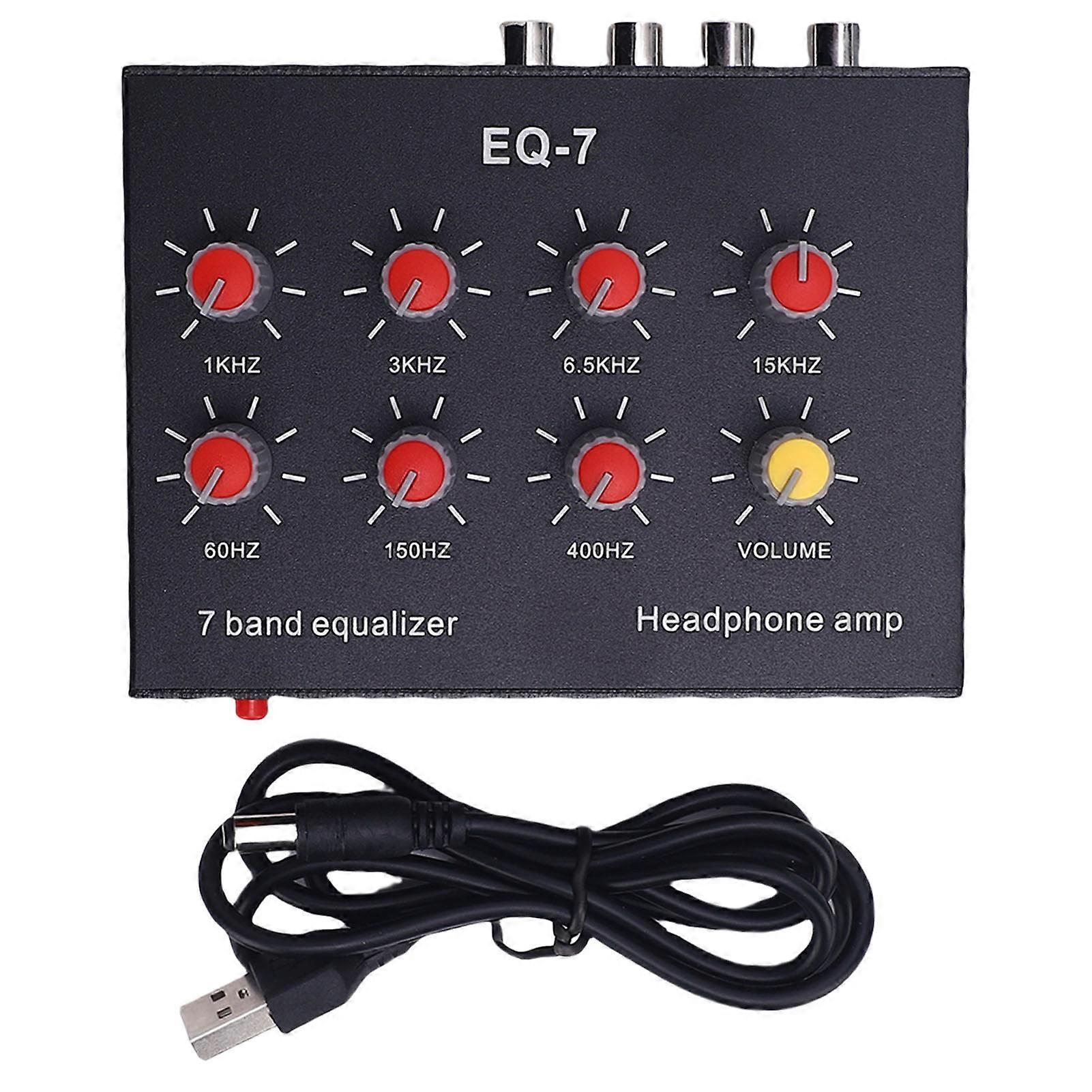 7 Band EQ 2 Channel Digital Sound Equalizer 12dB Hi Low Adjustment with 3.5mm Plug DC 5-12V
