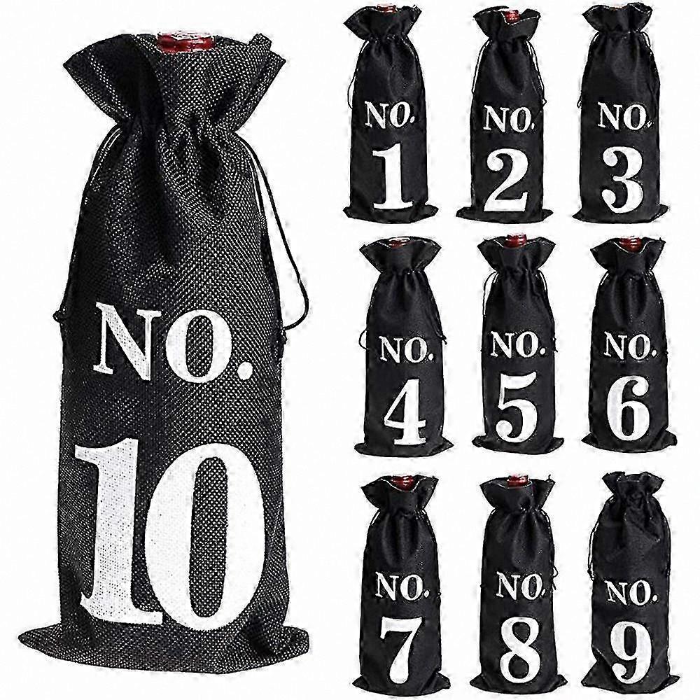 Natural Burlap Wine Bottle Bags for Blind Tasting Events with Drawstring Closure and Pocket Sleeve Design