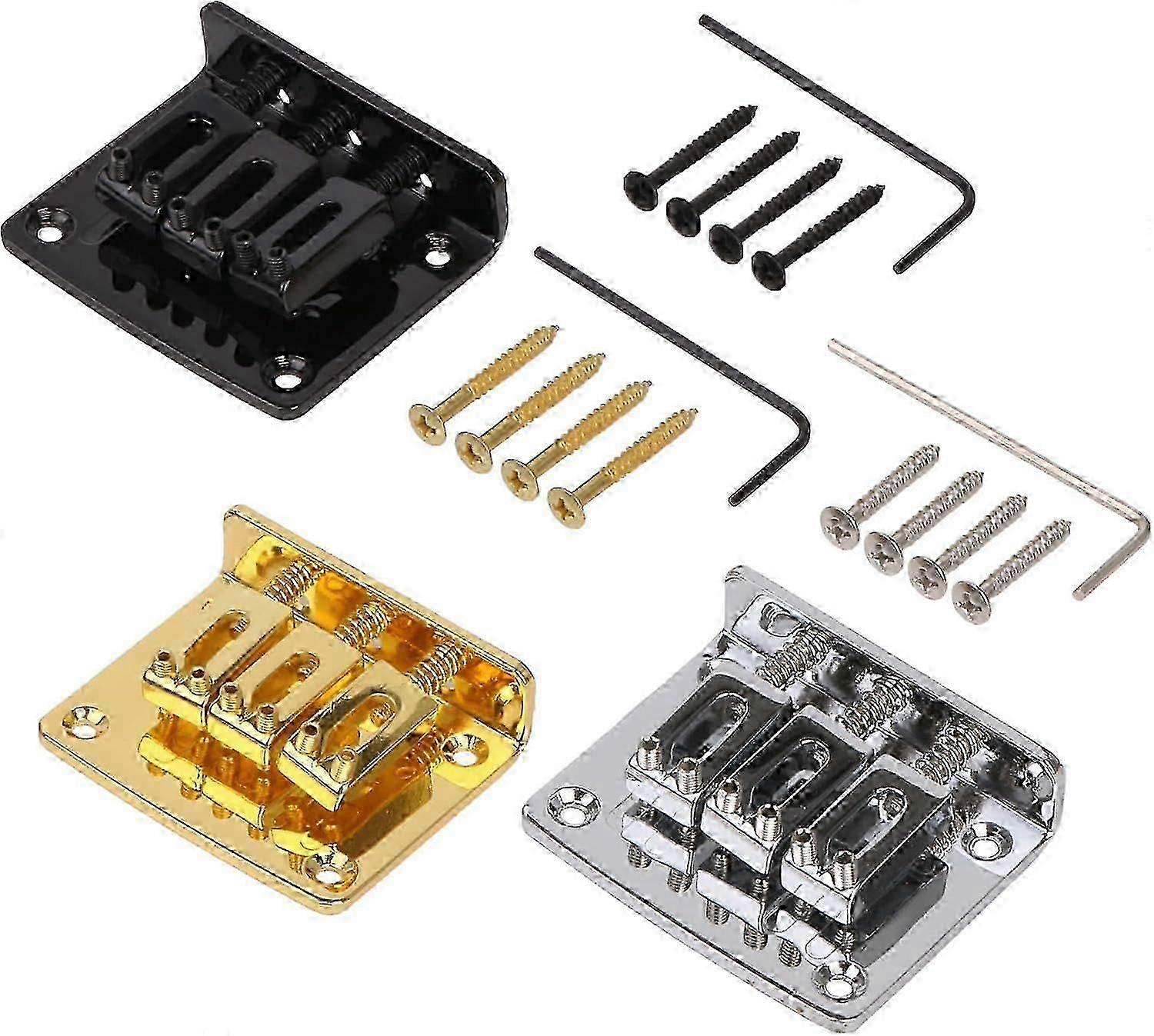 2025 Zinc Alloy Hard-tail Bridge for 3-String Electric Guitars - Durable and Easy to Install