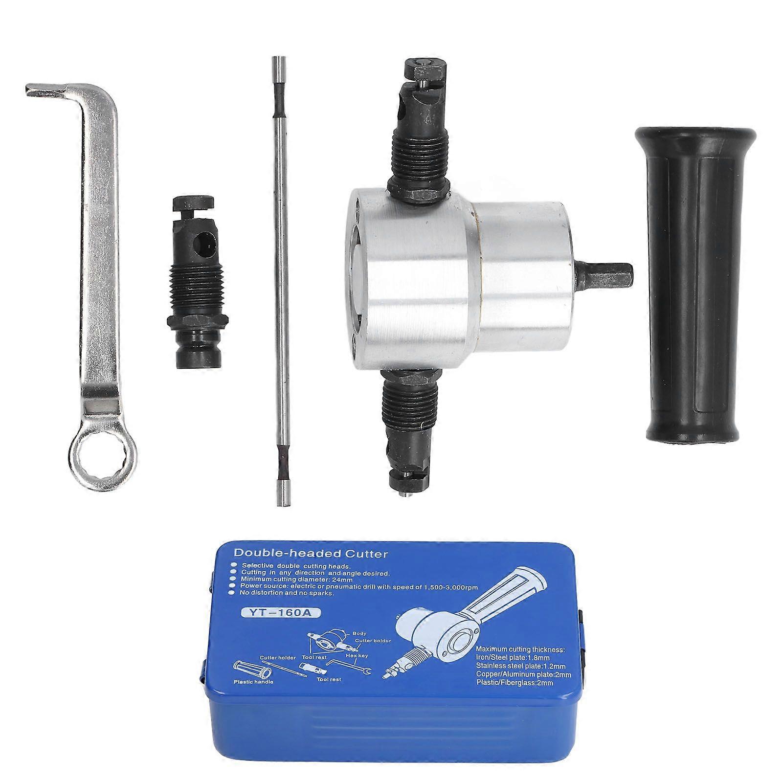 Double Head Sheet Metal Nibbler Cutter Adjustment High Hardness Multifunctional Drill Attachment Metal Nibbler Tool Kit