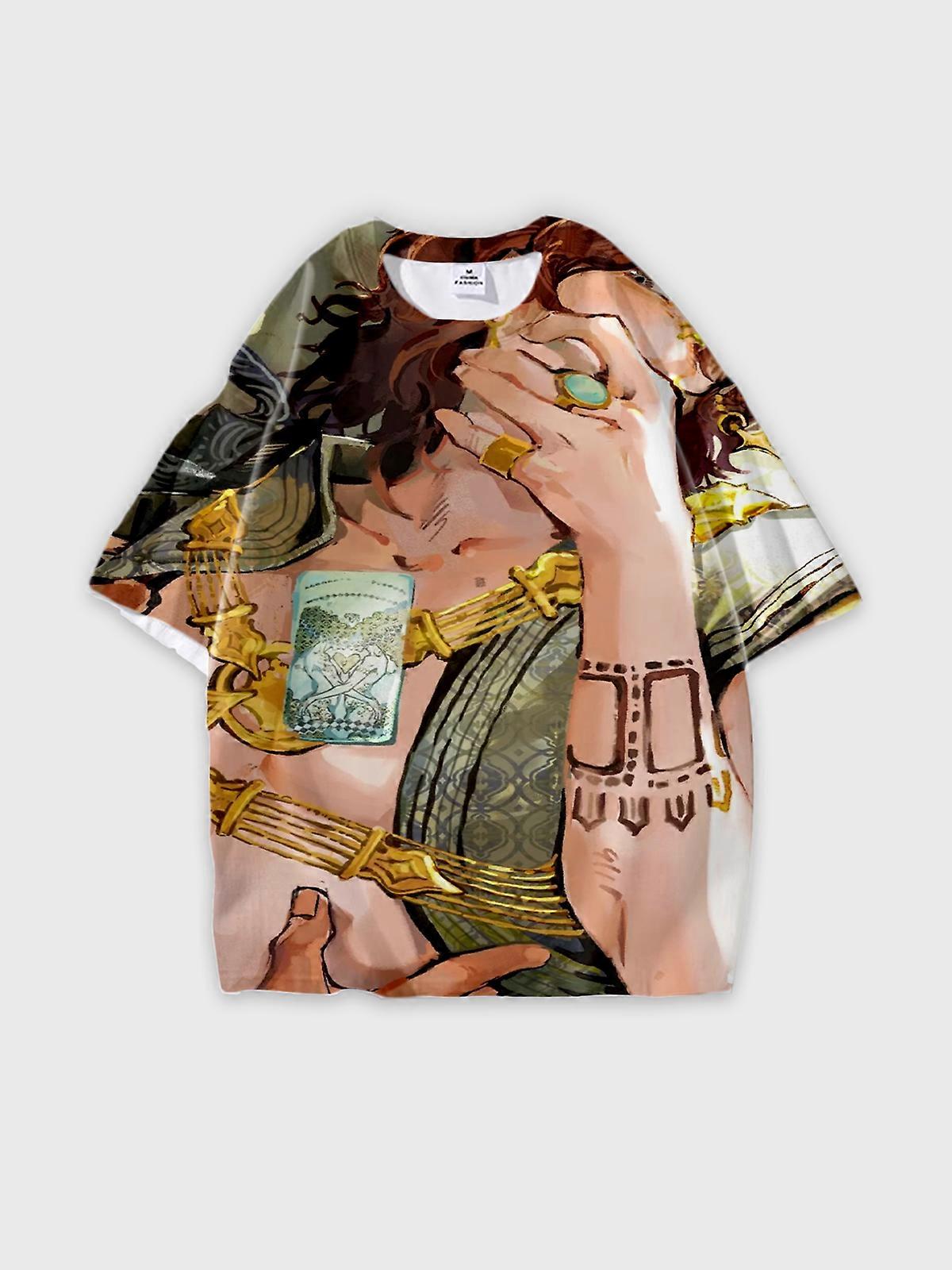 T-Shirt Round Neck, Loose Short Sleeve Sultan’s Game Graphic Tee, Unisex Summer Casual Top V1710