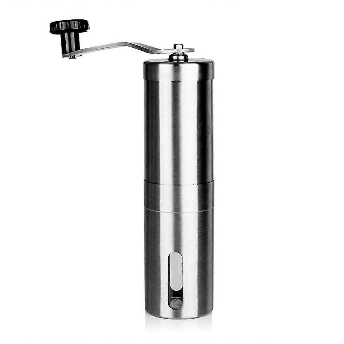 Manual Coffee Grinder with Conical Burr Mill, Brushed Stainless Steel, Adjustable Grind Size, Portable Design (1 pcs)