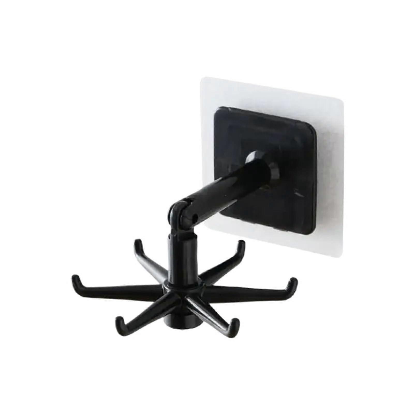 Rotating Adhesive Hook for Walls Without Punching, Multifunctional Wall Storage, Black Kitchen Organizer