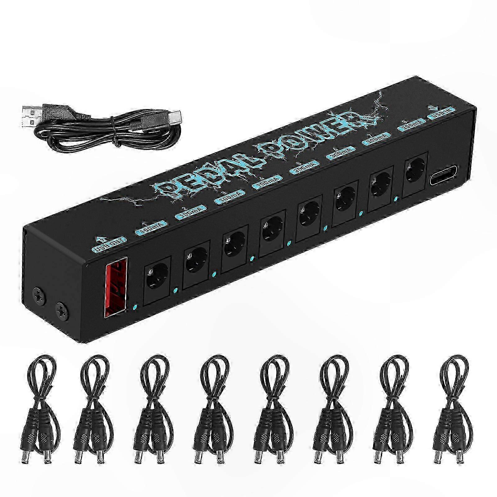 8-Outlet Guitar Pedal Power Supply 5V Compact and Durable Multi-Output Adapter for Effects Pedals