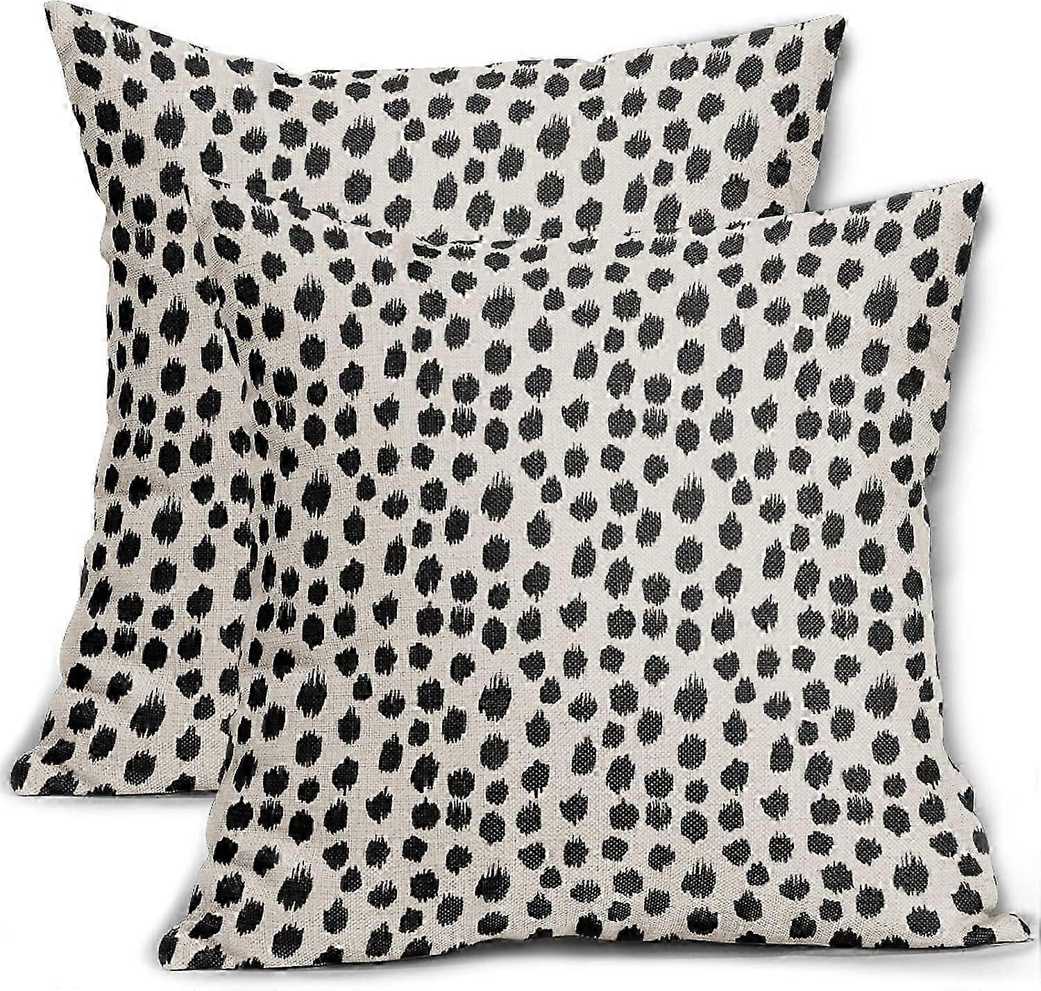 2025 Latest Model Polka Dot Pillow Covers 18x18 Set of 2 Black Cream Throw Pillows Boho sign Brush