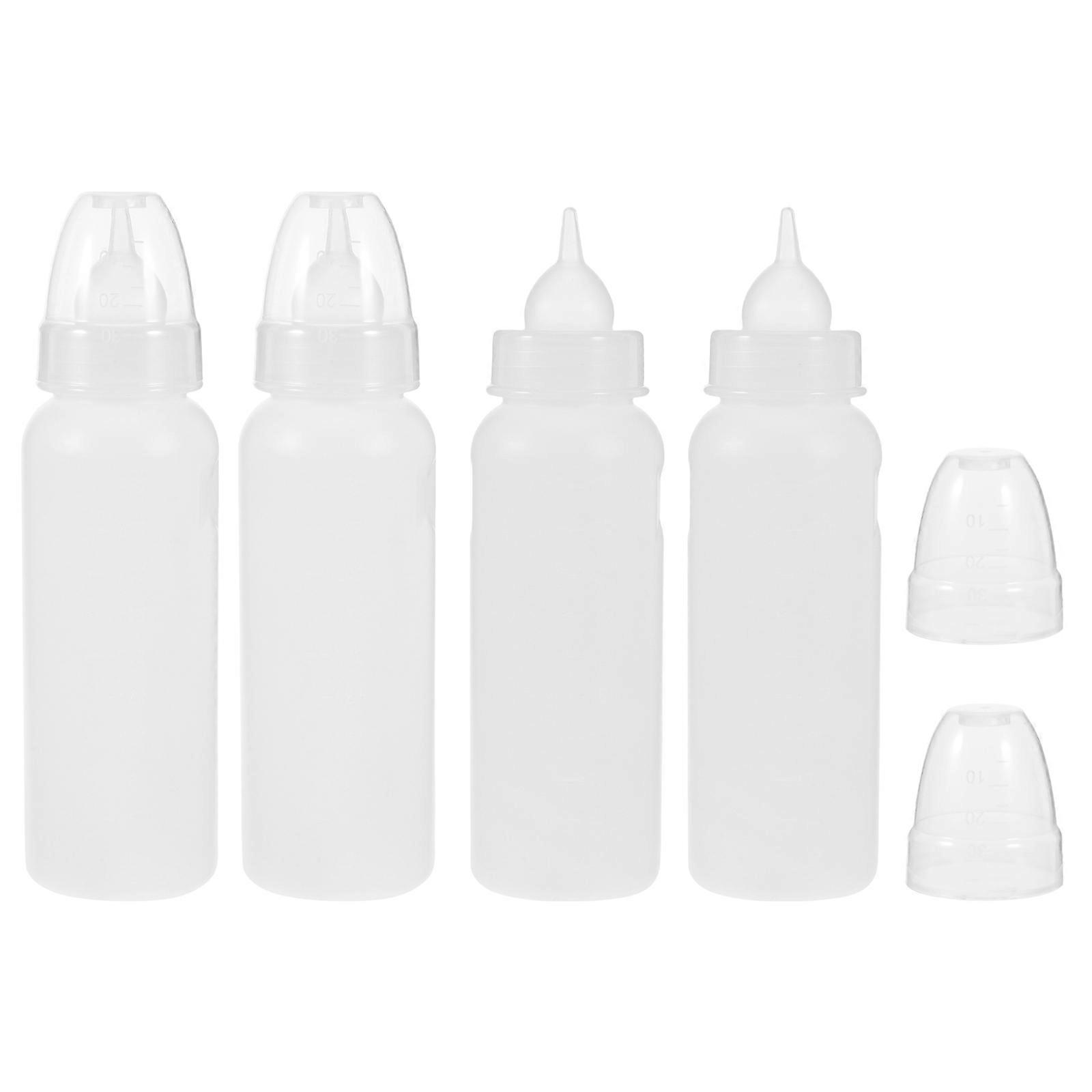 White PE Feeder Bottles for Small Animals Calves Lambs Sheep Portable Easy to Clean 4pcs