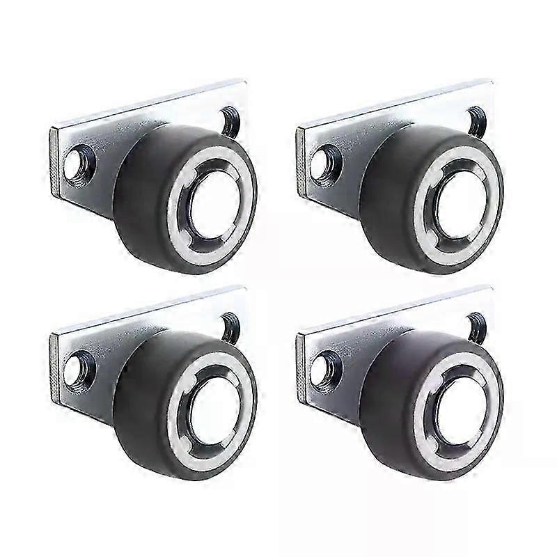 4Pcs Side-Mounted Casters Silent Rubber Wheels Drawer Caster for Furniture Kitchen Cabinet Table Loading Capacity 20KG