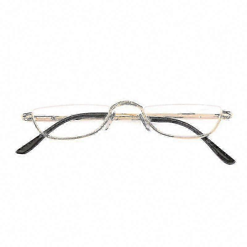 Reading Glasses with Metal Spring Hinges, Half Moon Semi-Rimless Readers, Strength 1.0 to 4.0