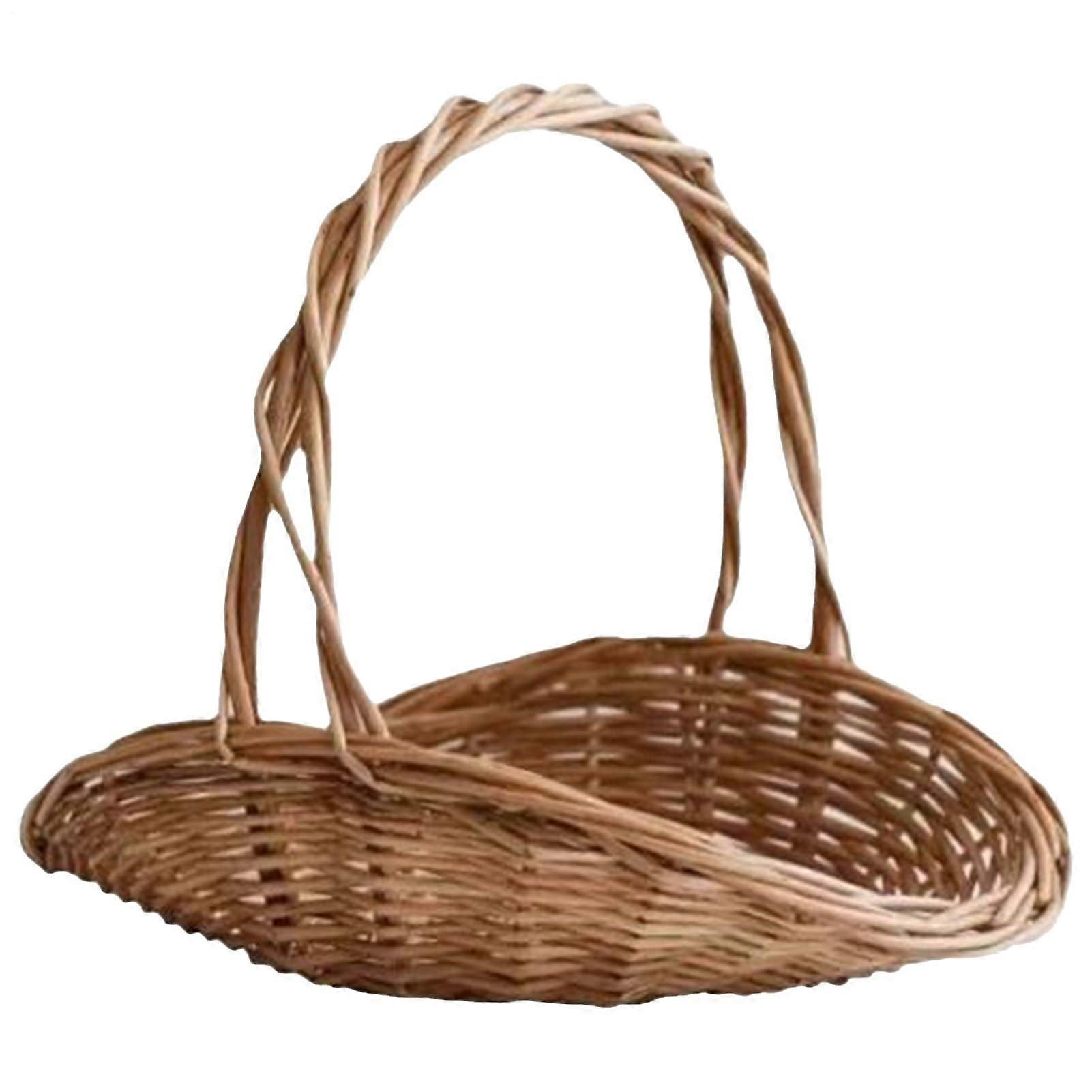 Wicker Flower Basket Large Rattan Basket With Handle, Fruit And Vegetable Storage, Kitchen Organizer, Pantry Container