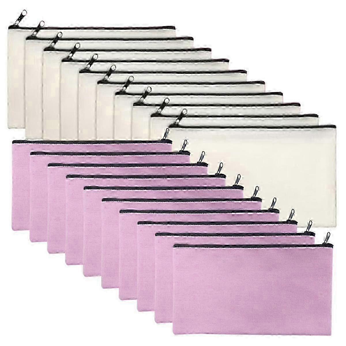 50pcs Canvas Zipper Pouch Blank Diy Craft Bag Canvas Makeup Bags Multipurpose Pouch Toiletry Tote Bag For Makeup Travel