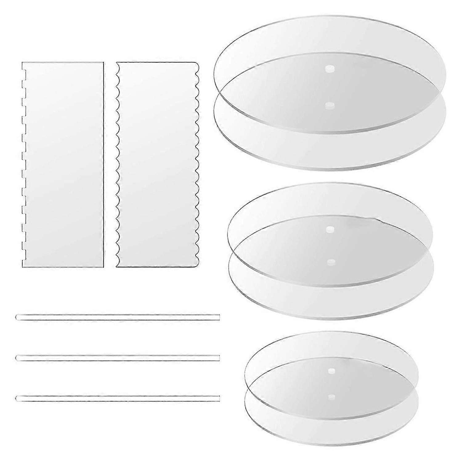 Acrylic Round Cake Disk Set,Acrylic Cake Discs Set,Comb Scrapers
