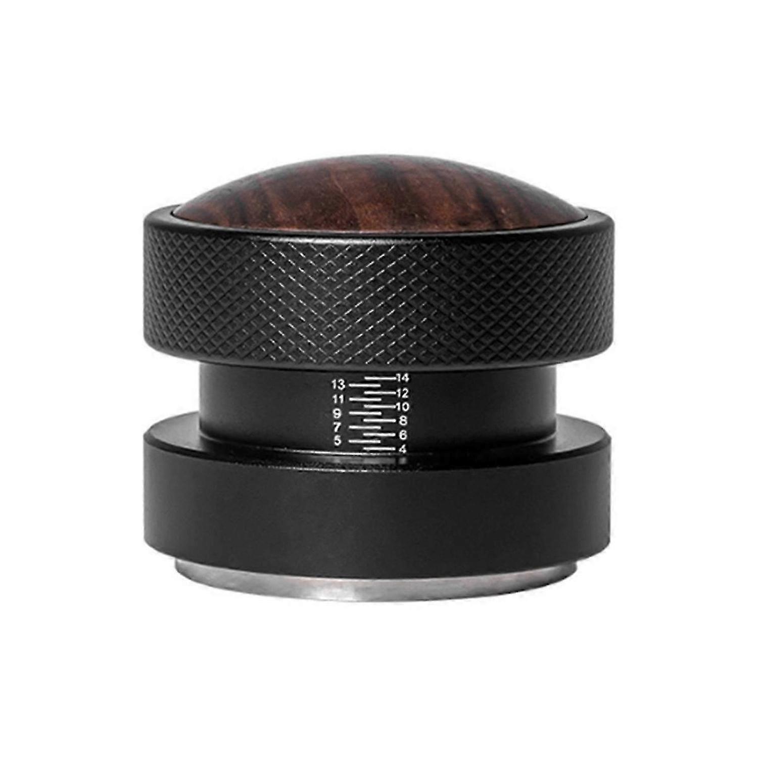 Self- Coffee Tamper Self-Adaptive Height Tamper Solid Wood Elastic Tamper Black Threaded Bottom 53mm