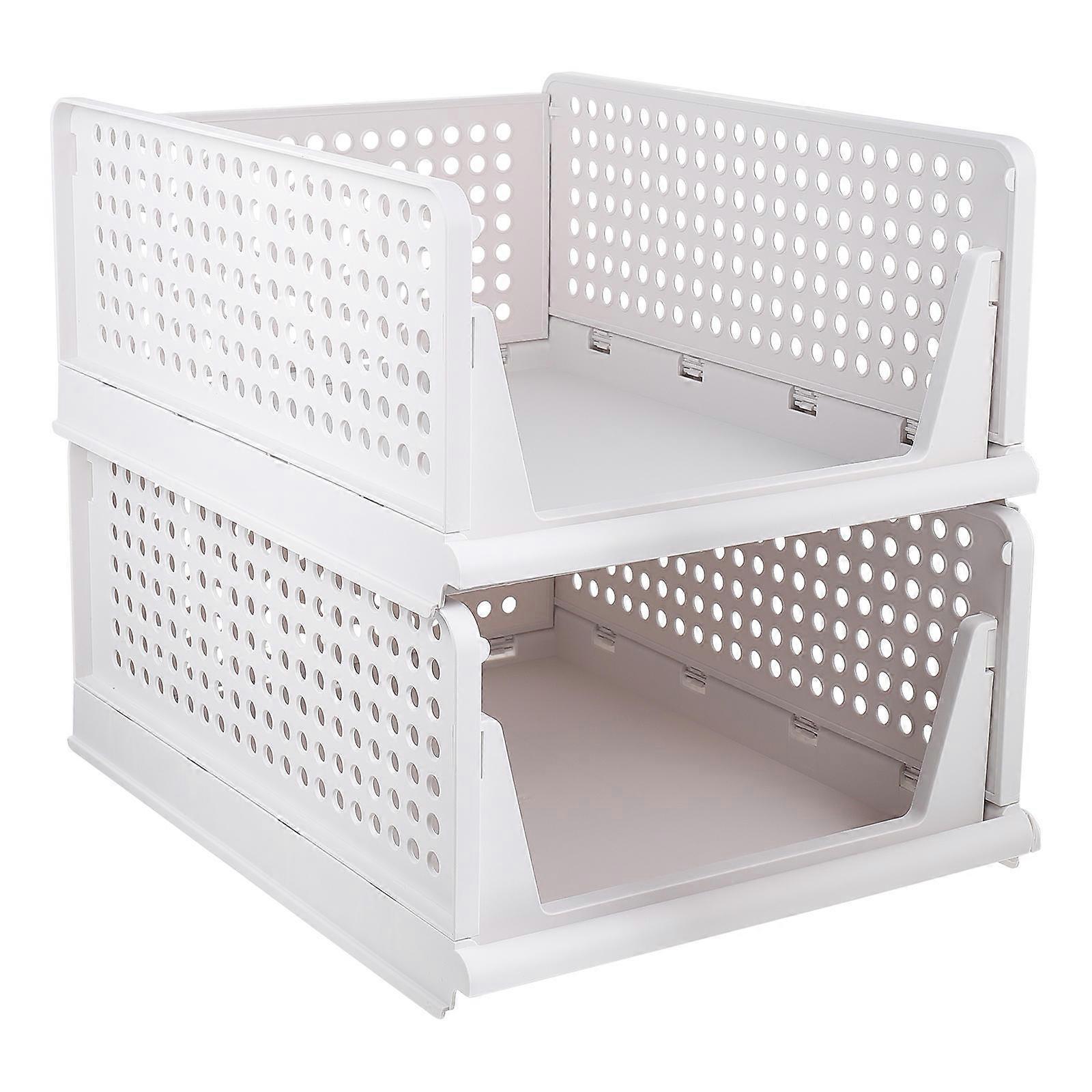 Stackable Wardrobe Basket Foldable Storage Basket for Storage 2Pcs Multi Color