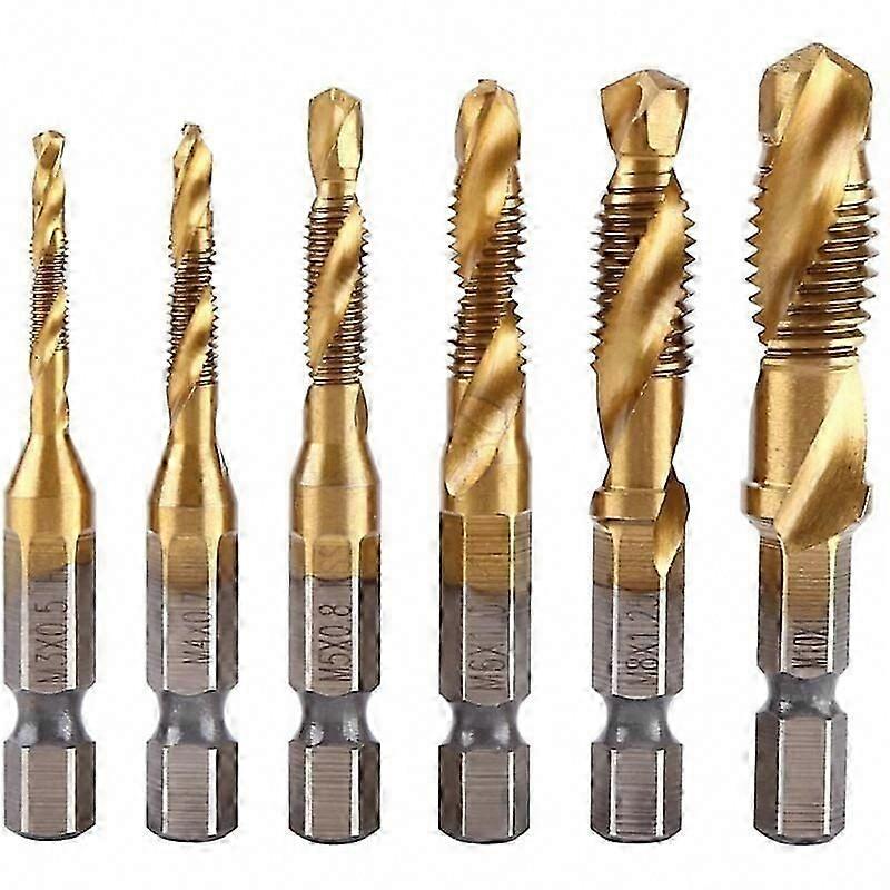 Threader Drill Bits, Tapping Drill, Combination Drill Bits and Taps, 6-Piece Thread Tapping Tool Set for M3, M SZRH-1