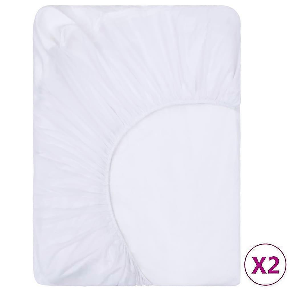 Fitted Sheets Waterproof 2 Pcs Cotton 100x200 Cm White
