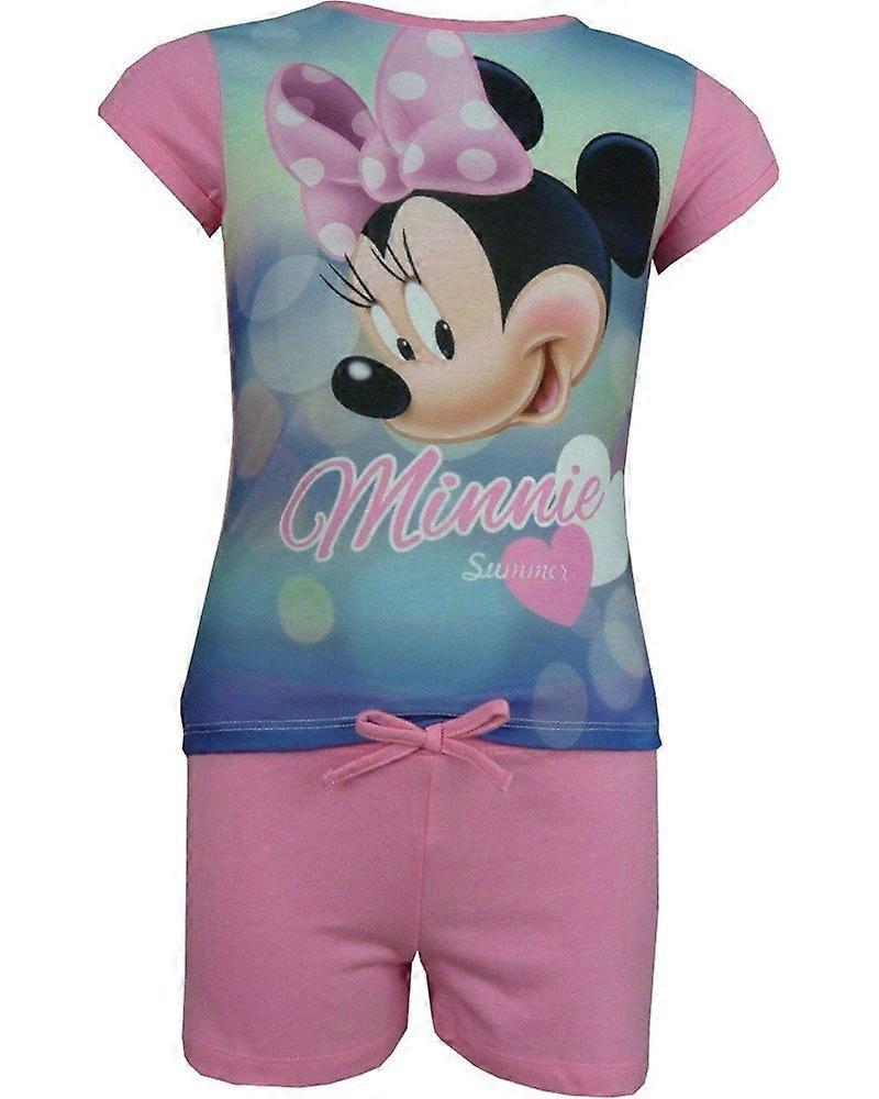 Girls Disney Minnie Mouse 2 Piece Set Short Sleeve T-Shirt and Shorts