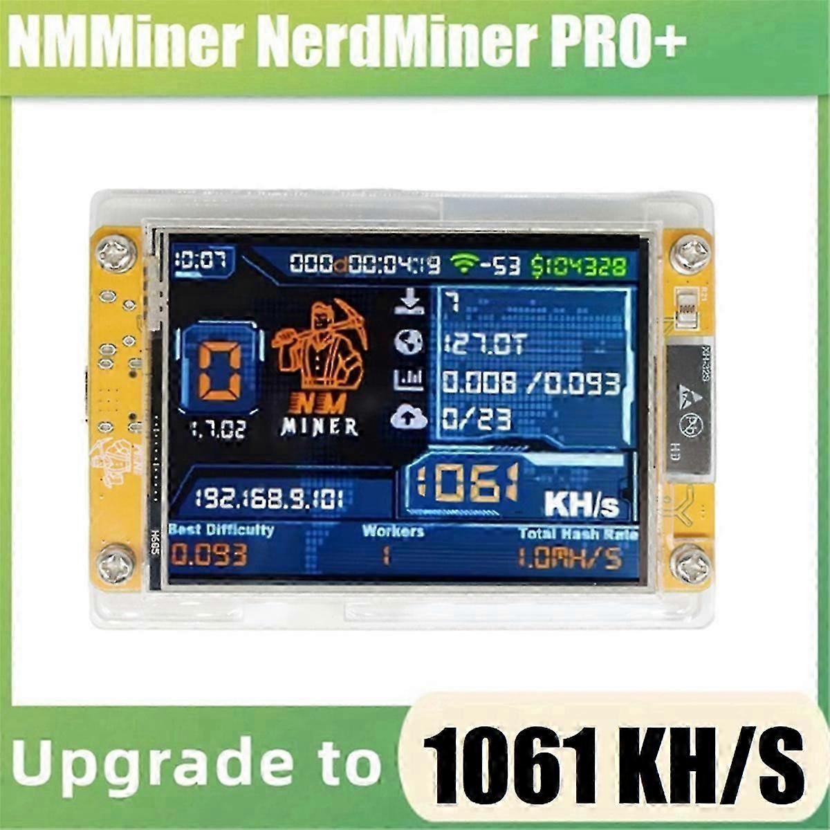 1060KH/S NMMiner NerdMiner Upgraded Harshrate 2.8 Inch Smart Display  Bitcoin Crypto Solo Lottery Miner NerdMiner